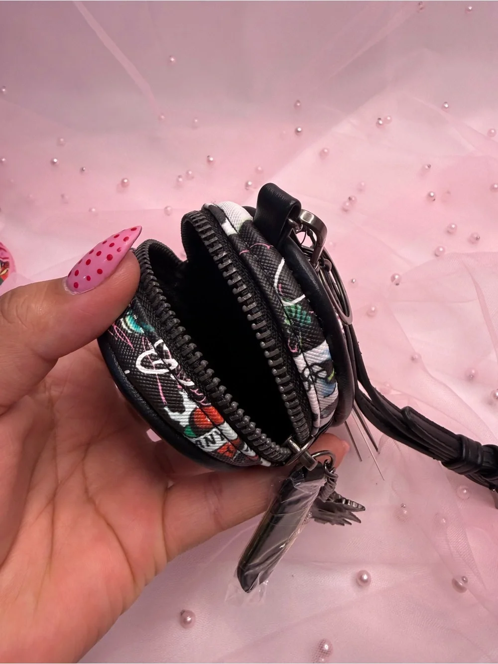 Ed Hardy Round Coin Purse & Keychain